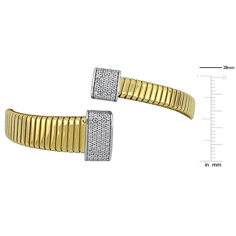 Cubic Zirconia Graduated Bypass Wrap Bracelet in Gold Plated image number null